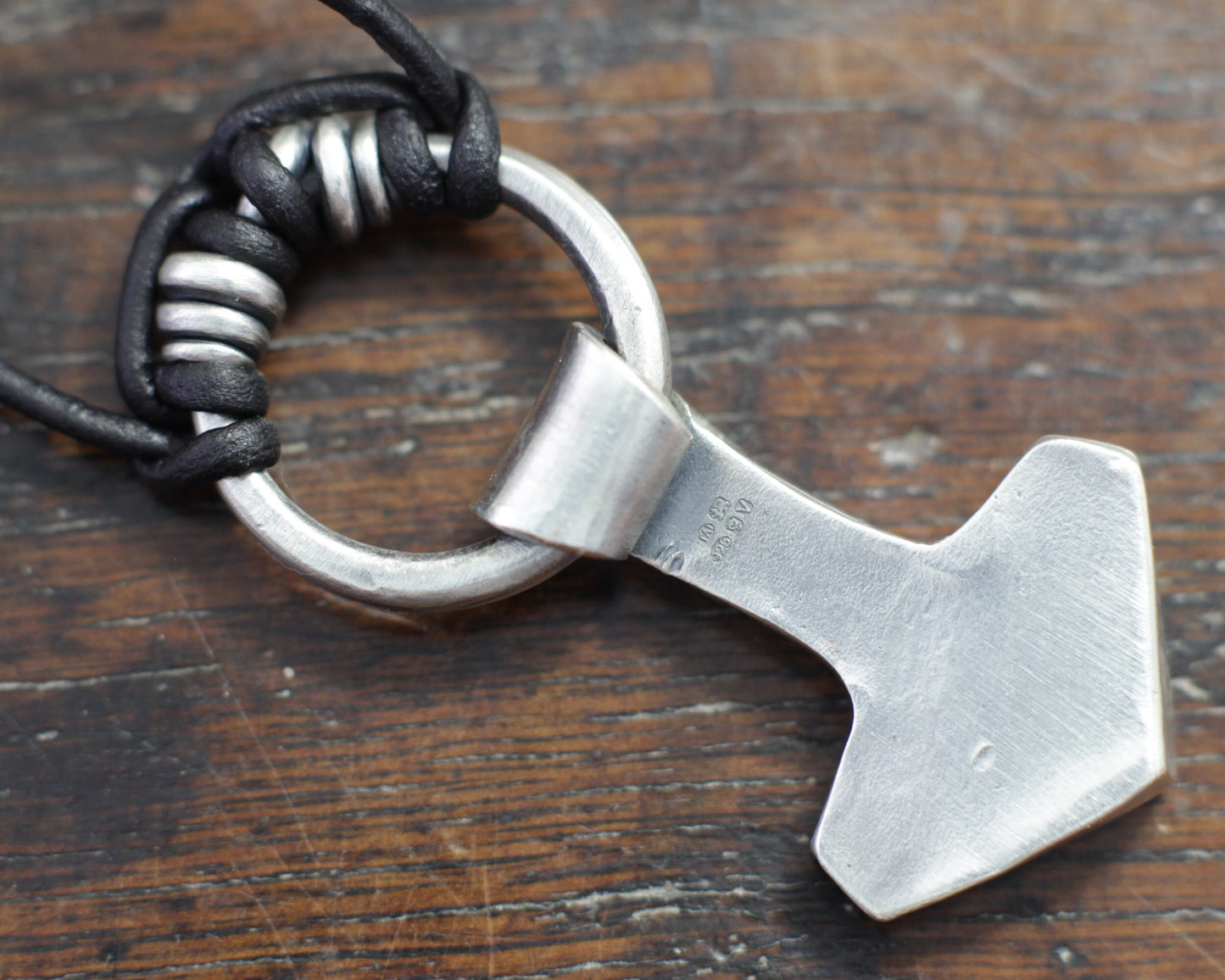 Small hot forged solid silver Thor's Hammer pendant by Marleena Barran, Taitaya Forge