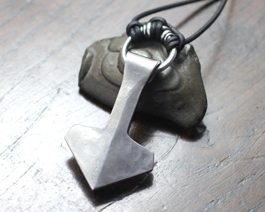 Large Solid Silver Mjölnir, Thors Hammer, pendant. By Taitaya Forge, all rights reserved