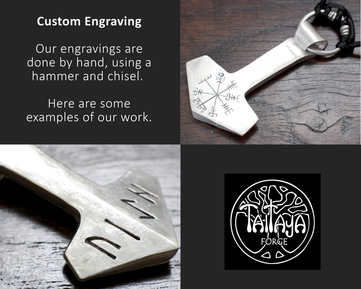 Large Solid Silver Mjölnir, Thors Hammer, pendant. By Taitaya Forge, all rights reserved