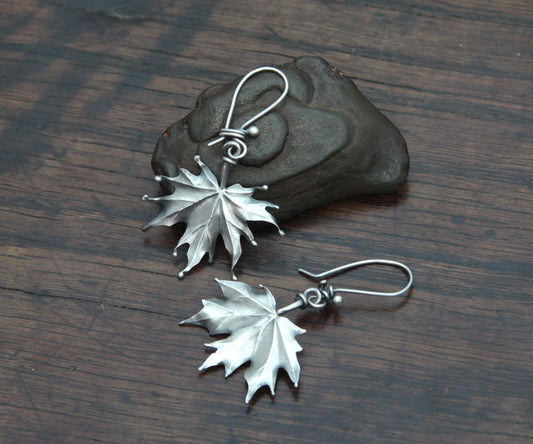 Silver Maple Leaf Earrings